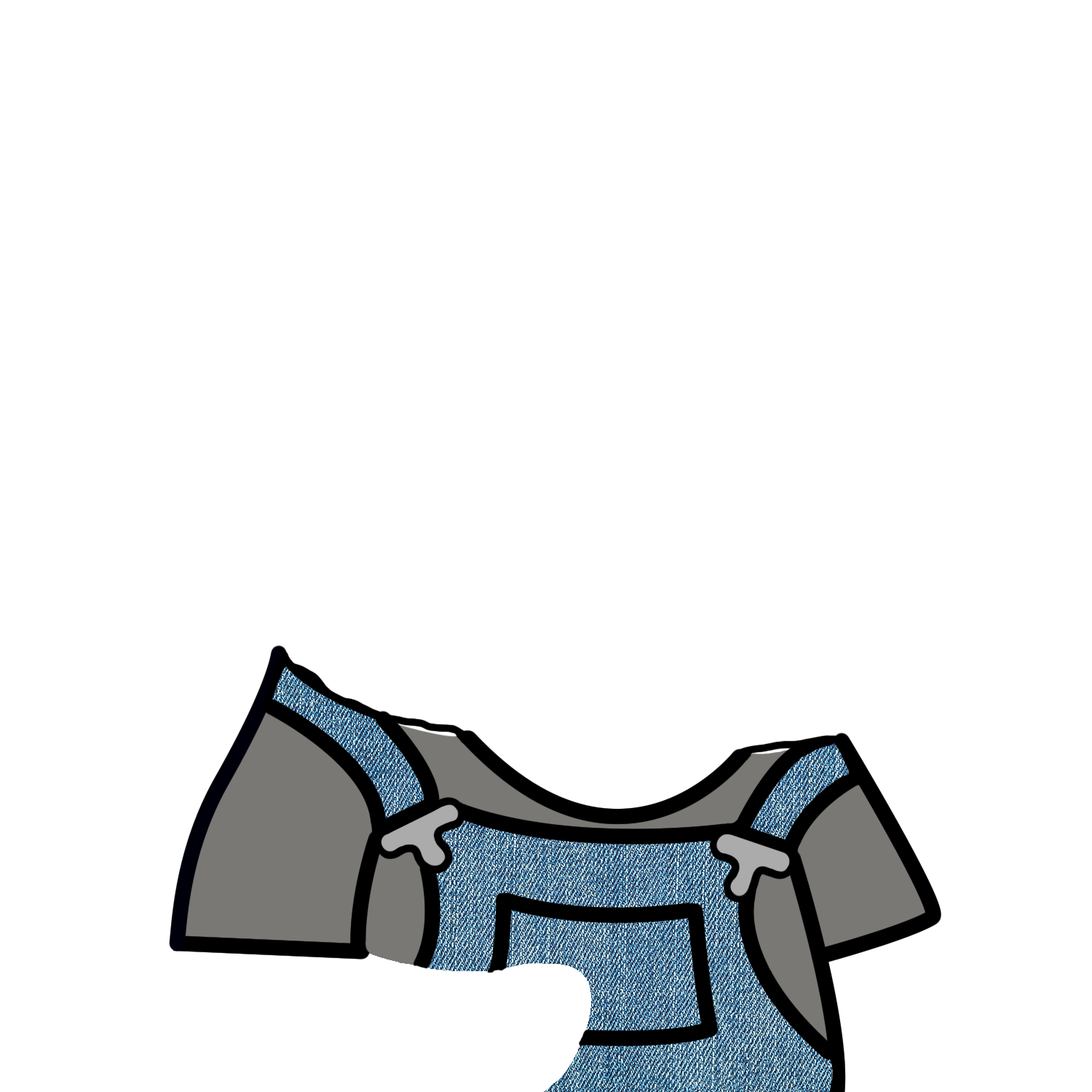 Blue Overall Grey Shirt